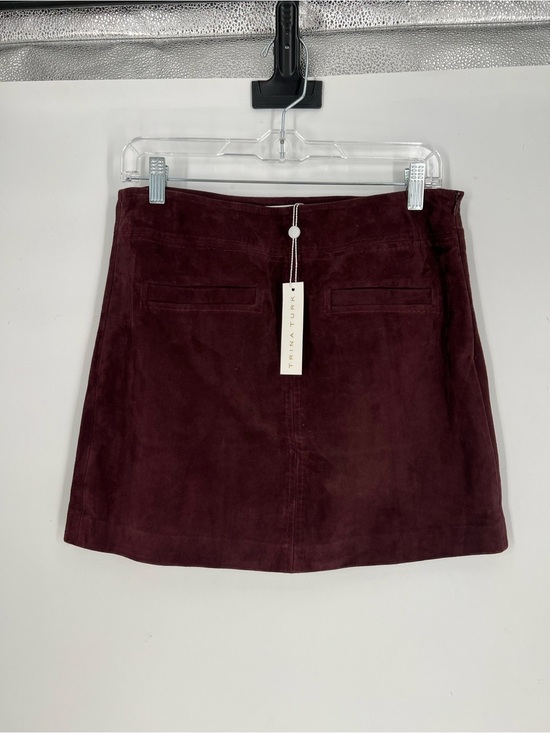 Trina Turk Dresses & Skirts - Trina Turk Burgundy Suede A-Line Stitched Classic Designer Mini Skirt 4 NWT